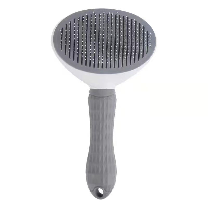 ClubPaws Self-Cleaning Slicker Brush in gray, round head with stainless steel pins