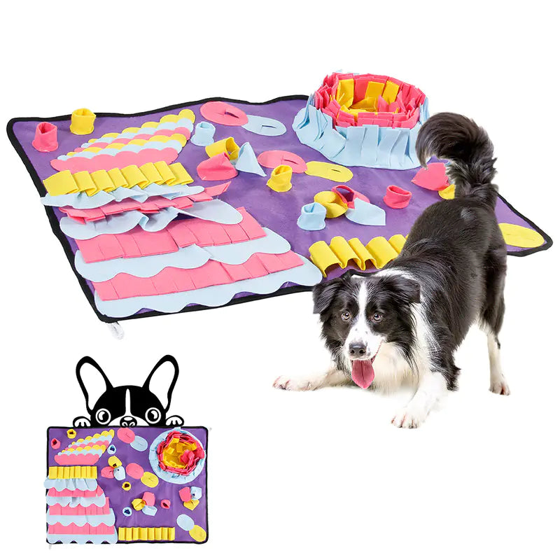 Dog snuffle mat for enrichment and slow feeding