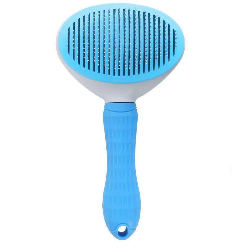 ClubPaws Self-Cleaning Slicker Brush in blue, round head with stainless steel pins