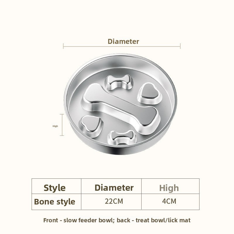 ClubPaws stainless steel slow feeder bowl, Bone pattern, 22 cm