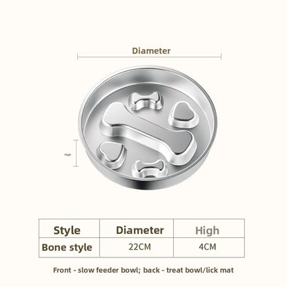 ClubPaws stainless steel slow feeder bowl, Bone pattern, 22 cm