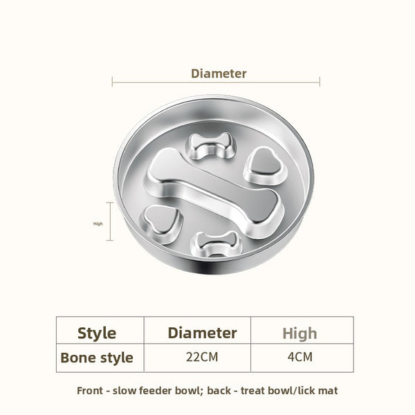 ClubPaws stainless steel slow feeder bowl, Bone pattern, 22 cm