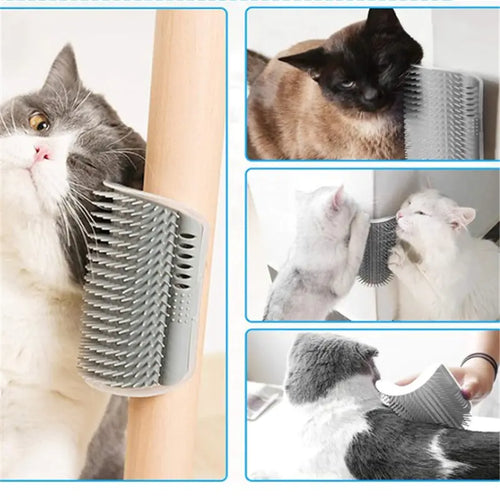 Cat self groomer wall corner comb with catnip