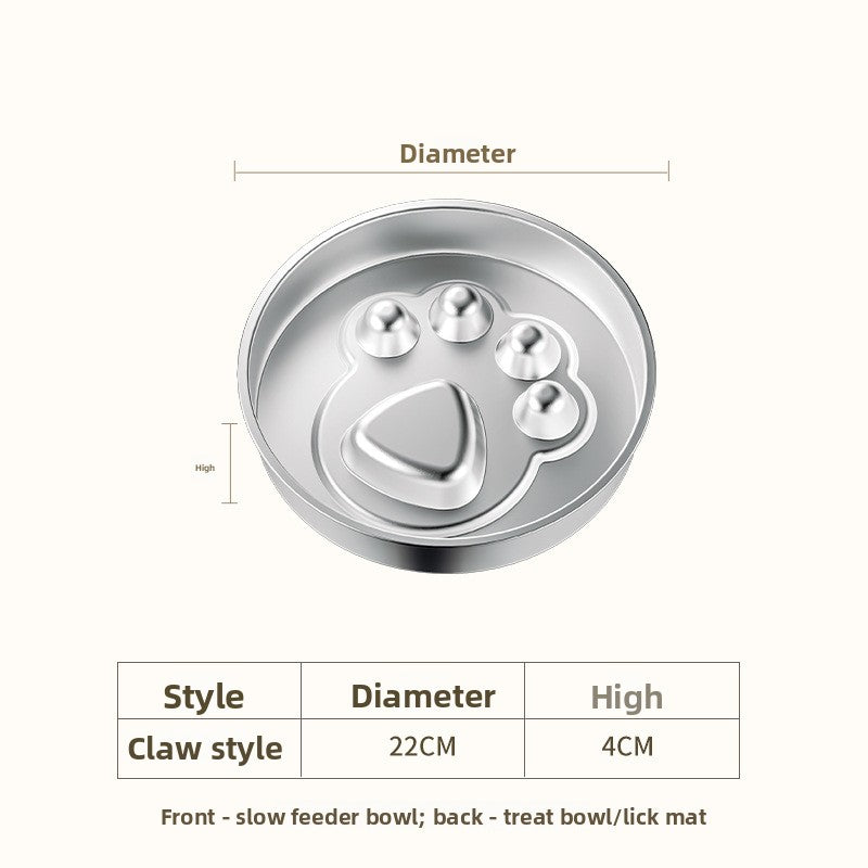 ClubPaws stainless steel slow feeder bowl, Paw pattern, 22 cm