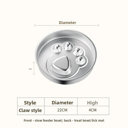 ClubPaws stainless steel slow feeder bowl, Paw pattern, 22 cm